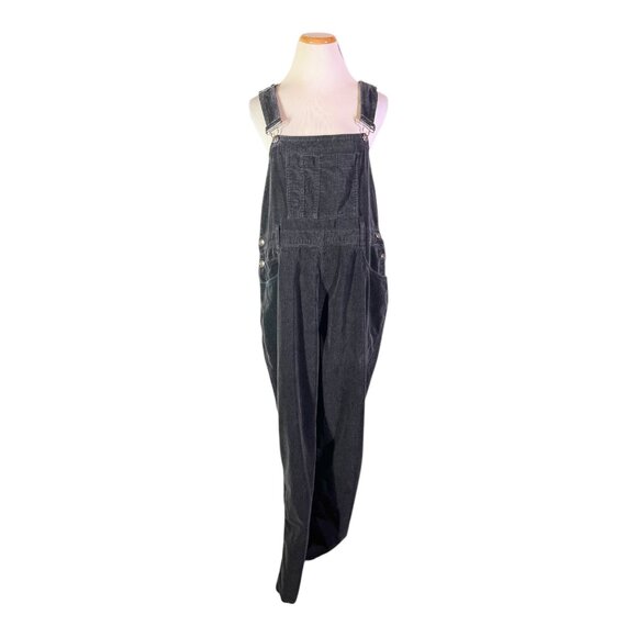 Vintage 90s Crossroads Size L Dark Grey Velvet Overalls Cotton - Picture 1 of 13